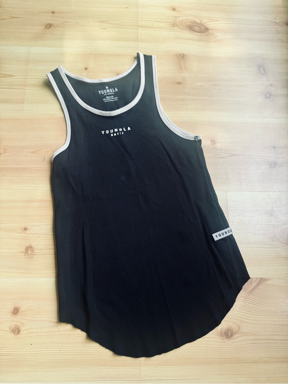 YoungLA Black Tank with Cream Contrast Trim